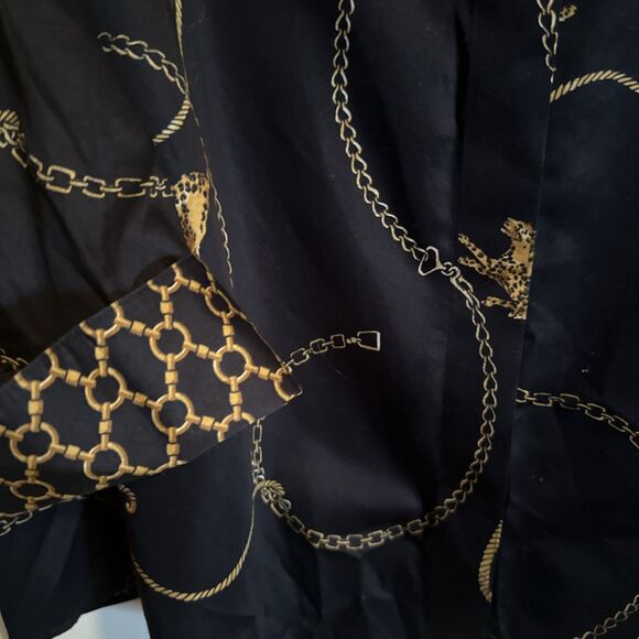 Ladies CHICO’S Sz 4 (XXL) Animal Print Chain Link BLOUSE Button Up Versace Vibes - Picture 3 of 5